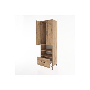 Hyperion Dolap 3 Raflı Tek Çekmeceli Tek Askılı 60x44x195 Çam-çam