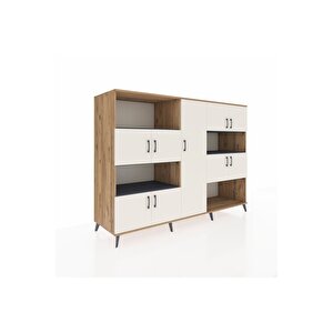 Kronos Dolap 10 Raflı 9 Kapaklı 220x59x163 Çam-aytaşı/antrasit