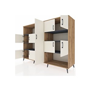 Kronos Dolap 10 Raflı 9 Kapaklı 220x59x163 Çam-aytaşı/antrasit