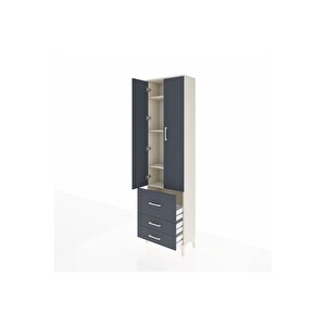 Arges Dolap 4 Raflı 3 Çekmeceli 2 Kapaklı 60x30x221 Aytaşı-antrasit