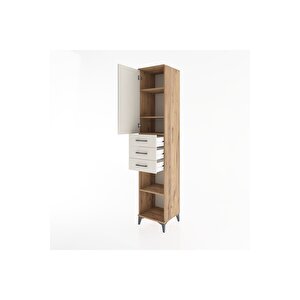 Hyperion Dolap 4 Raflı 3 Çekmeceli Tek Kapaklı 44x44x221 Çam-aytaşı