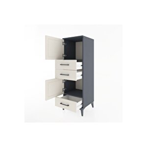 Hyperion Dolap 2 Raflı 3 Çekmeceli 2 Kapaklı 44x44x134 Antrasit-aytaşı