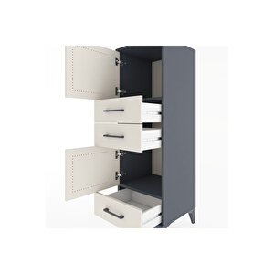 Hyperion Dolap 2 Raflı 3 Çekmeceli 2 Kapaklı 44x44x134 Antrasit-aytaşı