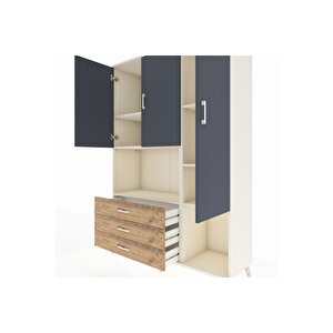 Hyperion Dolap 6 Raflı 3 Çekmeceli 3 Kapaklı 132x44x195 Aytaşı-antrasit/çam