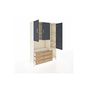 Hyperion Dolap 6 Raflı 3 Çekmeceli 3 Kapaklı 132x44x195 Aytaşı-antrasit/çam