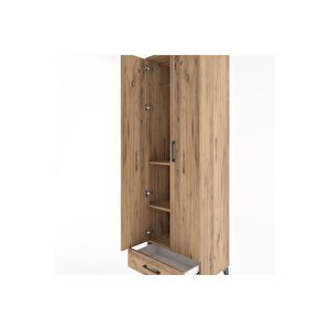 Hyperion Dolap 3 Raflı Tek Çekmeceli Tek Askılı 60x44x195 Çam-çam