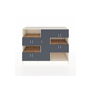 Kronos Dolap 10 Raflı 9 Kapaklı 220x59x163 Aytaşı-antrasit/çam