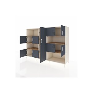 Kronos Dolap 10 Raflı 9 Kapaklı 220x59x163 Aytaşı-antrasit/çam