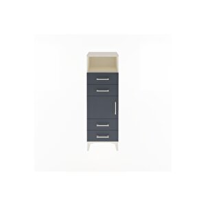 Arges Dolap 2 Raflı 4 Çekmeceli Tek Kapaklı 44x30x134 Aytaşı-antrasit