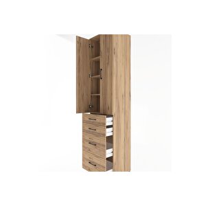 Hyperion Dolap 4 Raflı 4 Çekmeceli 2 Kapaklı 60x44x243 Çam-çam