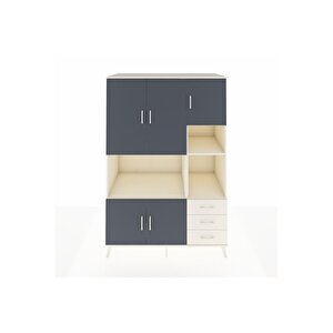 Kronos Dolap 9 Raflı 3 Çekmeceli 5 Kapaklı 132x59x195 Aytaşı-antrasit/aytaşı