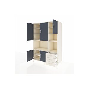 Kronos Dolap 9 Raflı 3 Çekmeceli 5 Kapaklı 132x59x195 Aytaşı-antrasit/aytaşı