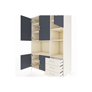 Kronos Dolap 9 Raflı 3 Çekmeceli 5 Kapaklı 132x59x195 Aytaşı-antrasit/aytaşı