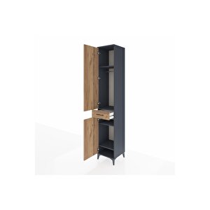 Hyperion Dolap 4 Raflı Tek Çekmeceli Tek Askılı 44x44x243 Antrasit-çam
