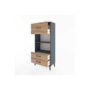 Hyperion Dolap 2 Raflı 3 Çekmeceli 60x44x134 Antrasit-çam