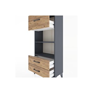 Hyperion Dolap 2 Raflı 3 Çekmeceli 60x44x134 Antrasit-çam