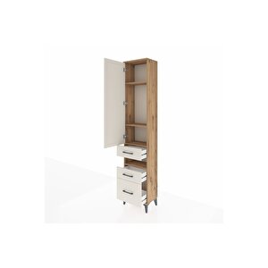 Arges Dolap 4 Raflı 3 Çekmeceli Tek Kapaklı 44x30x221 Çam-aytaşı