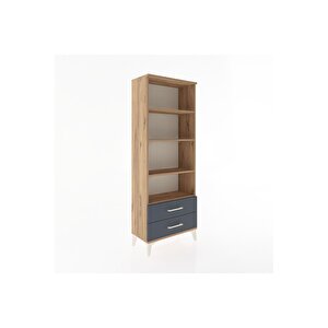 Arges Dolap 4 Raflı 2 Çekmeceli 60x30x163 Çam-antrasit