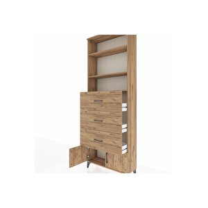 Arges Dolap 3 Raflı 3 Çekmeceli 2 Kapaklı 88x30x243 Çam-çam