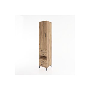 Hyperion Dolap 4 Raflı 4 Çekmeceli Tek Kapaklı 44x44x221 Çam-çam