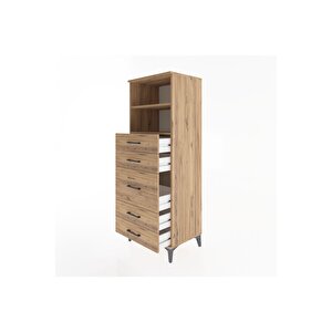 Hyperion Dolap 2 Raflı 5 Çekmeceli 60x44x163 Çam-çam