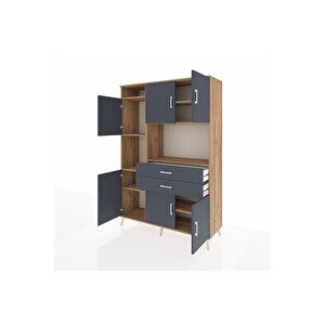 Hyperion Gardrop 8 Raflı 2 Çekmeceli 6 Kapaklı 132x44x195 Çam-antrasit