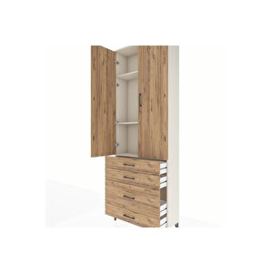 Arges Dolap 3 Raflı 4 Çekmeceli 2 Kapaklı 88x30x243 Aytaşı-çam