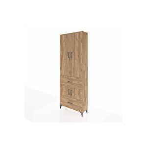 Arges Dolap 5 Raflı 2 Çekmeceli 4 Kapaklı 88x30x243 Çam-çam