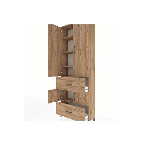 Arges Dolap 5 Raflı 2 Çekmeceli 4 Kapaklı 88x30x243 Çam-çam