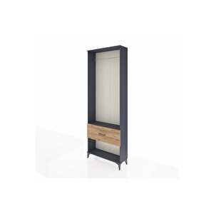 Arges Dolap Tek Raflı Tek Çekmeceli Tek Askılı 88x30x243 Antrasit-çam