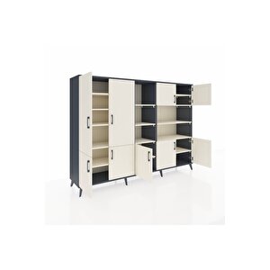 Hyperion Dolap 14 Raflı 9 Kapaklı 220x44x163 Antrasit-aytaşı