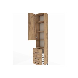 Arges Dolap 4 Raflı 3 Çekmeceli Tek Kapaklı 44x30x221 Çam-çam