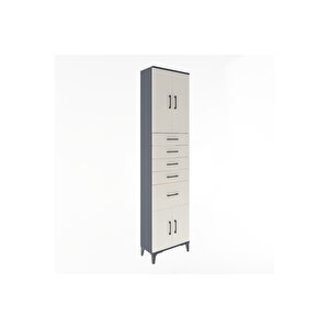Arges Dolap 2 Raflı 5 Çekmeceli 4 Kapaklı 60x30x243 Antrasit-aytaşı