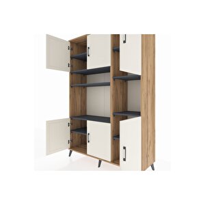 Hyperion Dolap 9 Raflı 6 Kapaklı 132x44x195 Çam-aytaşı/antrasit