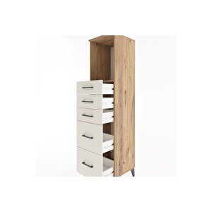 Hyperion Dolap Tek Raflı 5 Çekmeceli 44x44x182 Çam-aytaşı