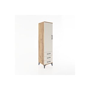 Hyperion Dolap Tek Raflı 3 Çekmeceli Tek Askılı 44x44x182 Çam-aytaşı