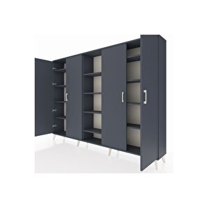 Arges Dolap 12 Raflı 4 Kapaklı 220x30x163 Antrasit-antrasit