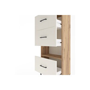 Arges Dolap Tek Raflı 3 Çekmeceli 60x30x134 Çam-aytaşı