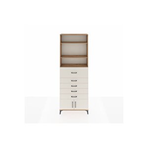 Arges Dolap 3 Raflı 5 Çekmeceli 2 Kapaklı 88x30x243 Çam-aytaşı