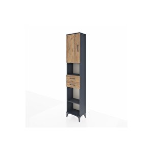 Arges Dolap 4 Raflı 2 Çekmeceli Tek Kapaklı 44x30x221 Antrasit-çam