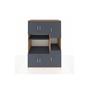 Kronos Dolap 9 Raflı 6 Kapaklı 132x59x195 Çam-antrasit/antrasit