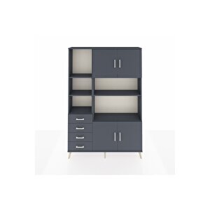 Arges Gardrop 8 Raflı 4 Çekmeceli 4 Kapaklı 132x30x195 Antrasit-antrasit