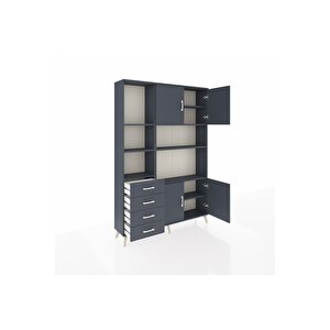 Arges Gardrop 8 Raflı 4 Çekmeceli 4 Kapaklı 132x30x195 Antrasit-antrasit