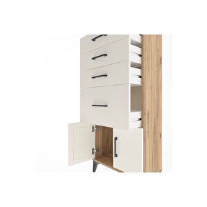 Arges Dolap 4 Çekmeceli 2 Kapaklı 60x30x134 Çam-aytaşı