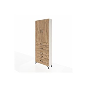 Arges Dolap 4 Raflı 5 Çekmeceli 2 Kapaklı 88x30x243 Aytaşı-çam
