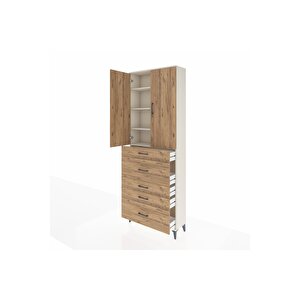 Arges Dolap 4 Raflı 5 Çekmeceli 2 Kapaklı 88x30x243 Aytaşı-çam