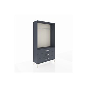 Arges Dolap Tek Raflı 3 Çekmeceli Tek Askılı 88x30x163 Antrasit-antrasit
