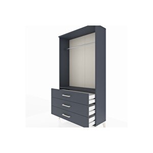Arges Dolap Tek Raflı 3 Çekmeceli Tek Askılı 88x30x163 Antrasit-antrasit