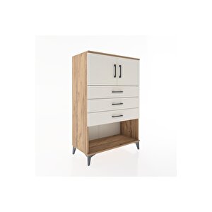 Hyperion Dolap Tek Raflı 3 Çekmeceli 2 Kapaklı 88x44x134 Çam-aytaşı