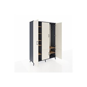 Hyperion Dolap 7 Raflı 5 Kapaklı Tek Askılı 132x44x195 Antrasit-aytaşı/çam